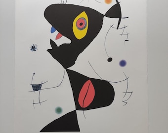 ジョアン・ミロ サイン入り「抽象人物」 - オリジナルリトグラフ
