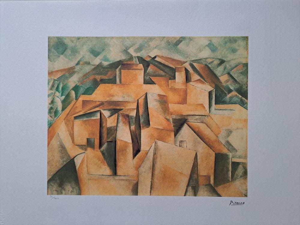 Cubist Landscape by Pablo Picasso Signed with a Certificate SPADEM Paris