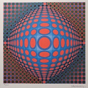 Victor Vasarely Firmado - Esfera de Arte Óptico - Certificado