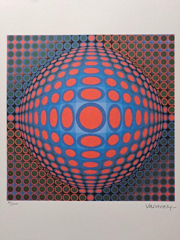 Victor Vasarely SINPO リトグラフ 直筆サイン 真作 額装 Victor Vasarely SINPO リトグラフ 直筆サイン 真作 額装