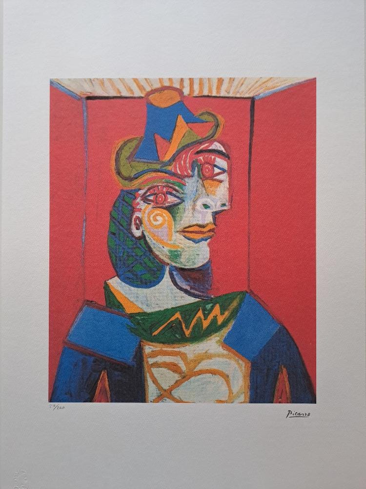 Pablo Picasso Signed - Dora Maar - Certificate SPADEM Paris