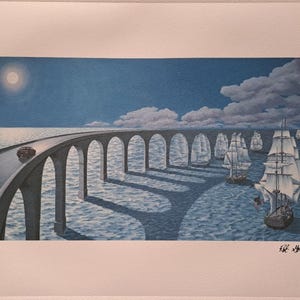 Rob Gonsalves Lithograph Signed Toward the Horizon Magic Realism Painting