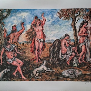 Giorgio de Chirico liad, Vestals and Warriors at Rest signed Lithograph with a Certificate