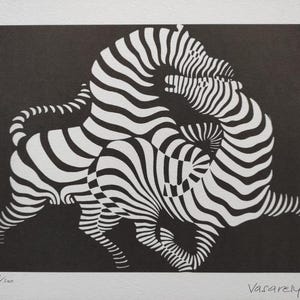 Vasarely Zebra: Victor Vasarely Signed - Playful Zebras  - Certificate