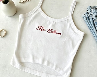 Camiseta corta bordada para novia, camiseta personalizada para novia, regalo de compromiso, regalo para futura novia, regalo para despedida de soltera