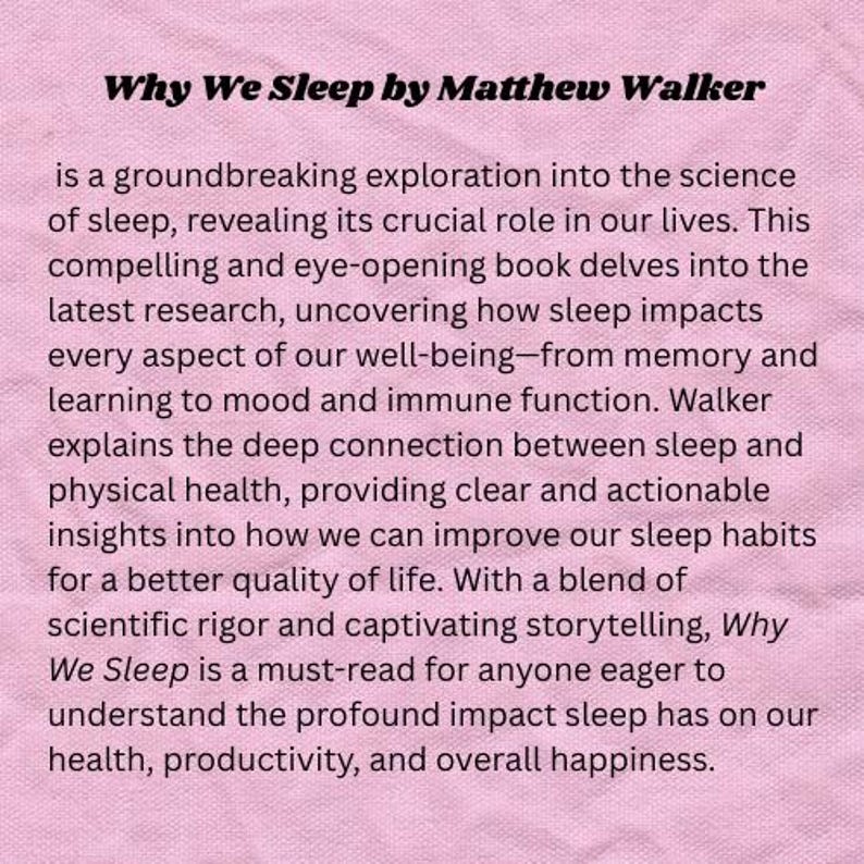 Why We Sleep by Matthew Walker (instant Download Pdf File) - Etsy