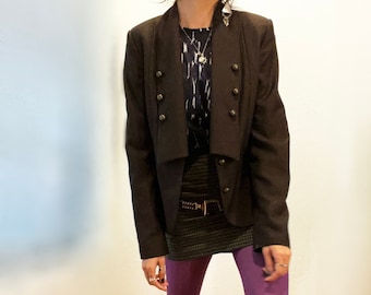 Vintage Dark Brown TAILORED Double Breasted Blazer Jacket