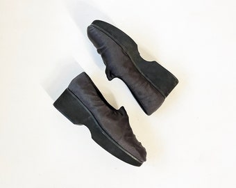 Größe 6 Vintage 90er Jahre Andre Assous FEDERGEWICHT Schwarze MINIMAL Schuhe