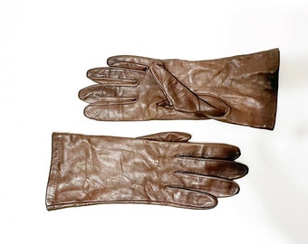 Vintage Medium Brown Soft Leather Gloves