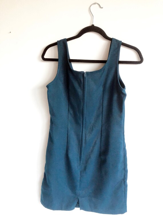 Vintage 90s A-Line Dark Teal Dress - Minimal Mult… - image 8