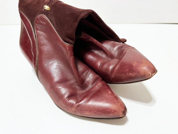 Size 7 Burgundy Suede and Leather WESTERN 80s Tal… - image 7