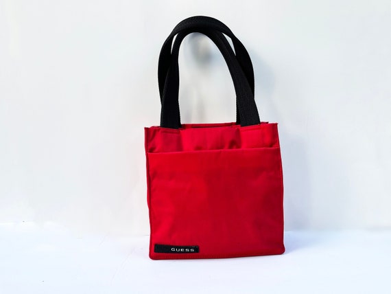 Buy Vintage 90s Red GUESS Nylon Small Shoulder Squared Minimal Bag