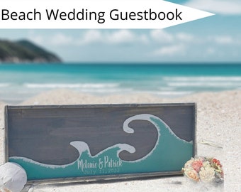 Beach Wedding Guestbook - Beach Front Outdoor Wedding - Oceanside Wedding  - Beach Ceremony Guest Book  - One of a Kind Lake Wedding Sign