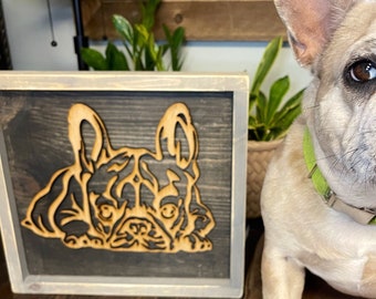 French Bulldog Decor - Gift for Frenchie Lovers - Frenchie Mom - French Bull Dog Protrait - French Bulldog Gifts - French Bulldog Wood Art