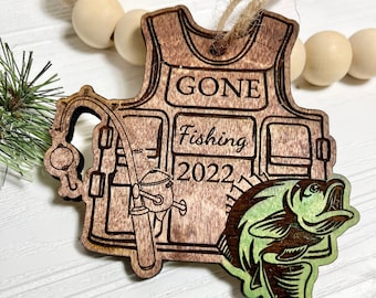 Christmas Ornament for Dad - Gift for Grandpa - Gone Fishing Ornament - Fisherman Christmas Ornament - Gift for Fishermen - Fish Lovers