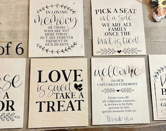 Wedding Sign Bundle - Wood Wedding Sign Package - In Loving Memory - Please take a favor - Photo Booth Sign -Pick a Seat- Love is Sweet