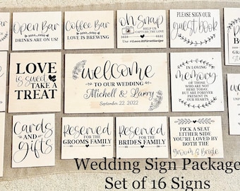 Wedding Sign Bundle - Wood Wedding Package Set - Welcome to our Wedding - Engraved Wedding Signs - Wedding Table Decor - Reception Signs