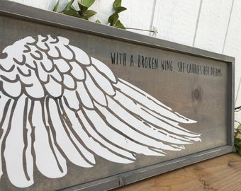 Angel Wings Sign - Sympathy Gift - Grief Home Decor - Memorial Wall Art - Heaven Sign - Modern Farmhouse Decor