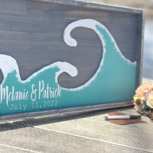 Custom Wedding Guestbook Beach Wedding Tropical Ocean Side Wedding Seaside Water Front Wedding Guest Book Lake Wedding Sign image 9