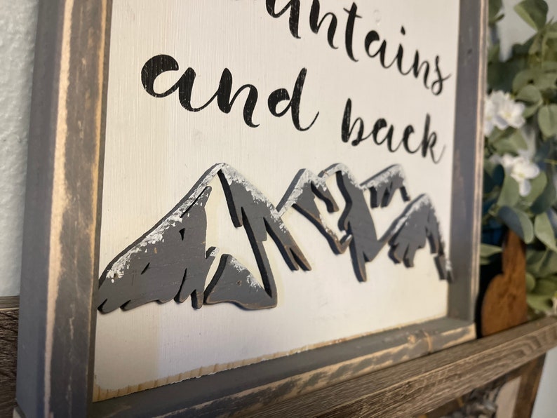 Rustic Mountain Home Decor I love you to the Mountains and back Wall Art Sign Mountain Nursery Sign Gift for Husband Gift for Wife image 5