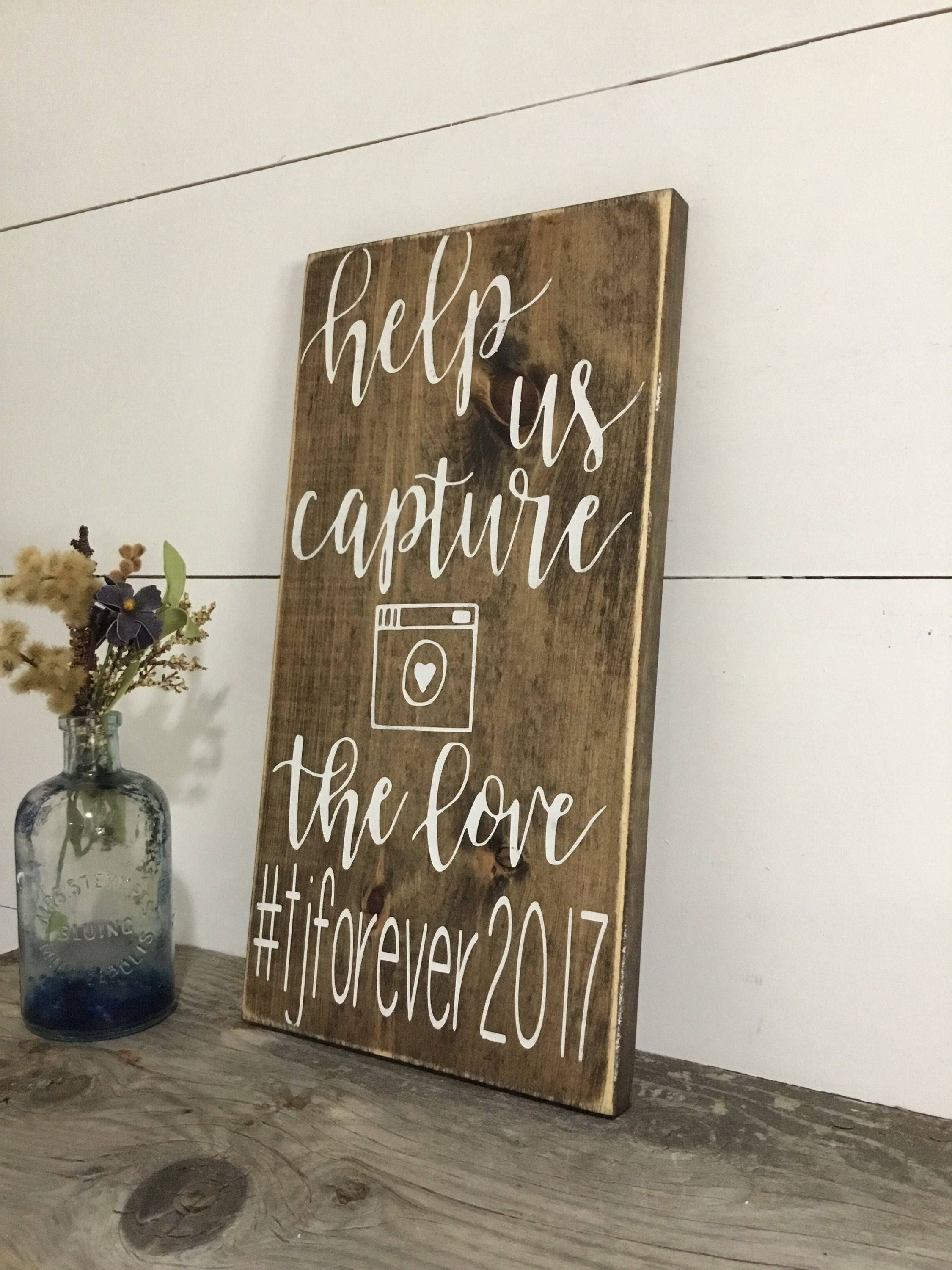 Wedding Hashtag Sign Wood Wedding Hashtag Sign Help Us Etsy