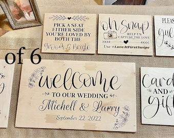 Wedding Sign Bundle - Wood Wedding Sign Package - Welcome to our Wedding - Cards & Gifts Sign - Oh Snap Wedding Hashtag Sign - Pick a Seat