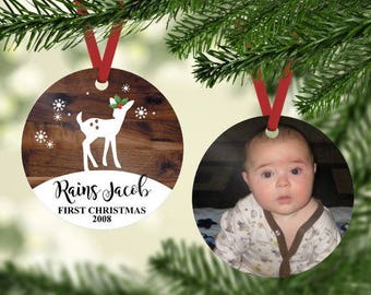 Baby Christmas Ornament - First Christmas Ornament ~ Photo Ornament - 1st Christmas Ornament - Personalized Ornament - Gifts under 20
