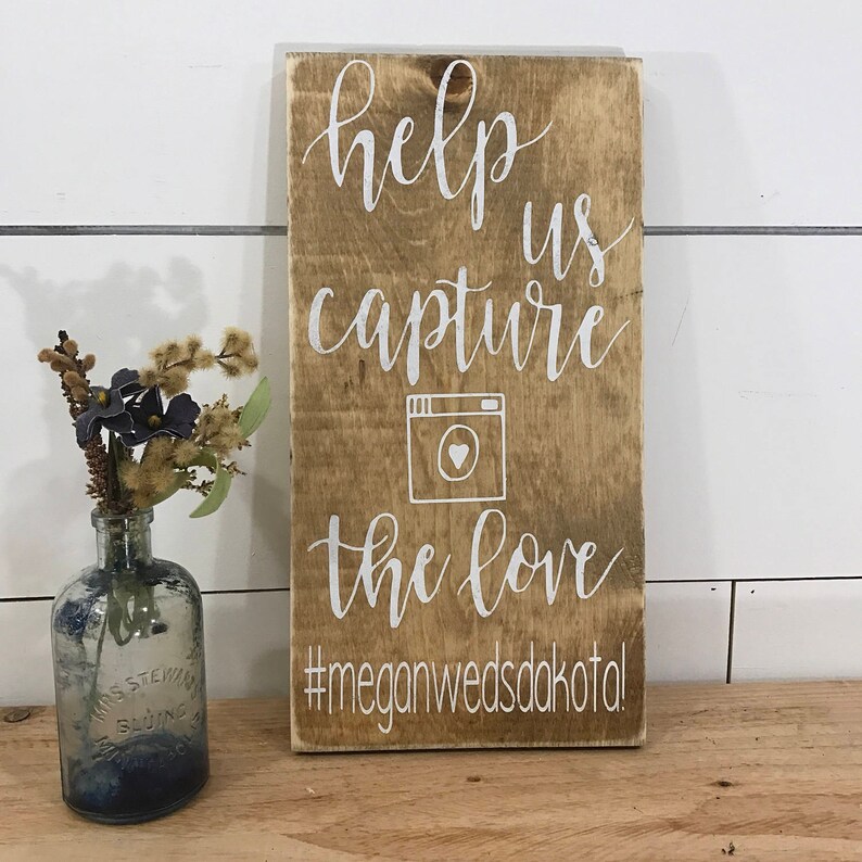 Wedding Hashtag Sign Wood Wedding Hashtag Sign Help Us Etsy