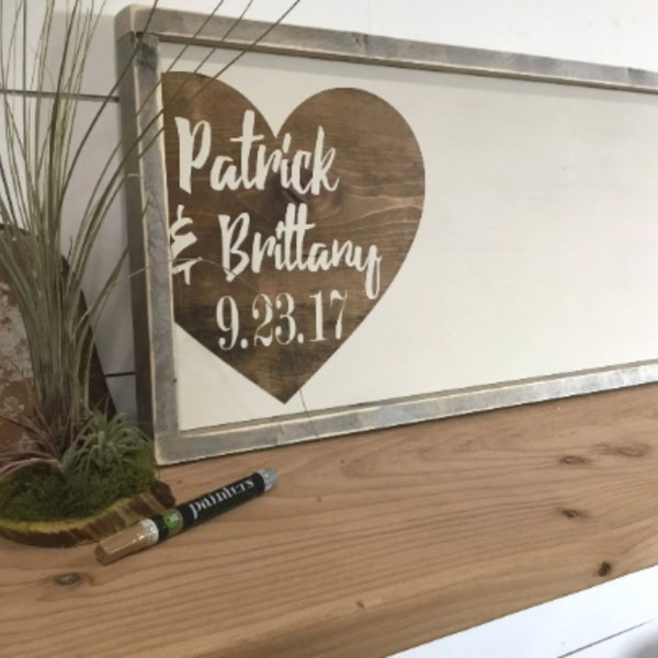 Guest Book Alternative -  Wedding Guestbook - Rustic Wedding Decor - Wedding Gift Sign - Wedding Names and Dates