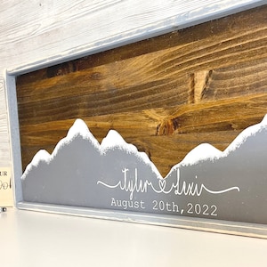 Mountain Wedding Sign Rustic Wedding Guestbook Custom Mountain Guest Book Wedding Sign In Book Wooden Guest Book Sign image 9