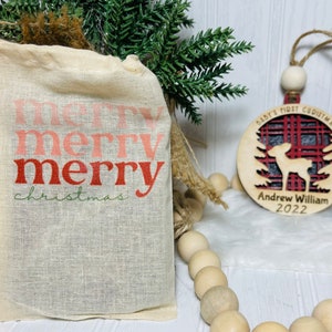 Christmas Gift Card Bag Cotton Drawstring Bag Christmas Party Favor Bag Custom Favor Bag image 3