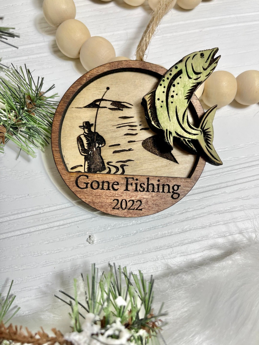 Fish Christmas Ornament for Dad Fisherman Ornament Bass Christmas
