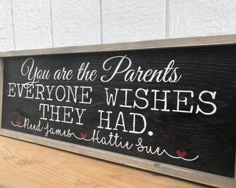 You are the parents everyone wishes they had - Rustic Custom Family Sign - Gift for Parents - Gift for Mom and Dad - Gift for Grandparents