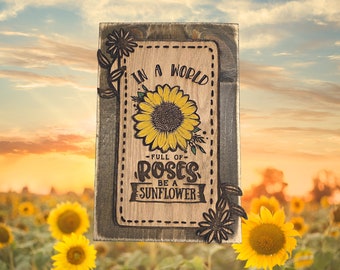 Sunflower Decor - Spring Home Decor - Rustic Sunflower Sign -  Farmhouse Decor - Wood Sunflower Wall Art - Mini Sunflower - Fall Decor