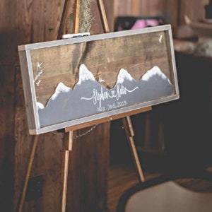 Mountain Wedding Sign Rustic Wedding Guestbook Custom Mountain Guest Book Wedding Sign In Book Wooden Guest Book Sign image 5