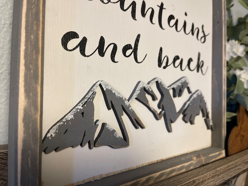 Rustic Mountain Home Decor I love you to the Mountains and back Wall Art Sign Mountain Nursery Sign Gift for Husband Gift for Wife image 9