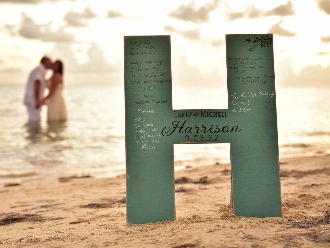 Personalized Wedding Guestbook Beach Front Wedding Wedding Decor Beach Wedding Guest Book Letter