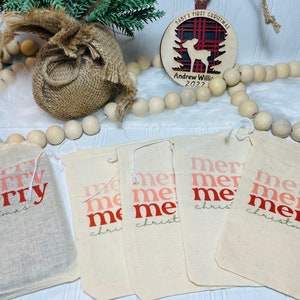 Christmas Gift Card Bag Cotton Drawstring Bag Christmas Party Favor Bag Custom Favor Bag image 2