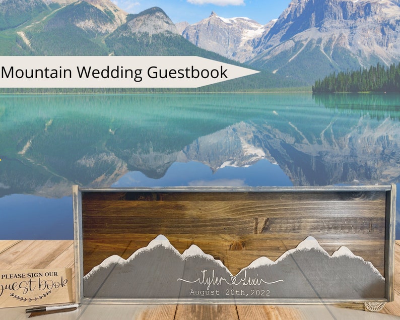 Mountain Top Wedding Guestbook Alternative Hitched on the Hilltop Rustic Wedding Guest Book image 8