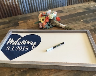 Rustic Guest Book Wedding Alternative -  Wedding Sign - Wood Guestbook - Navy Guest Book - Wedding Gift Sign - Gift for couple