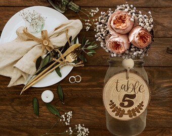 Rustic Wedding Table numbers - Engraved Wood Table Numbers - Wedding Centerpieces - Wedding Reception Table Decor -Wooden Table Numbers