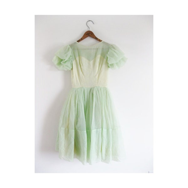 1930s-1940s CLASSIC mini chiffon ruffle party dress