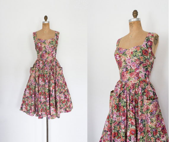 1980s Va Va Voom victorian floral cotton dress / 8