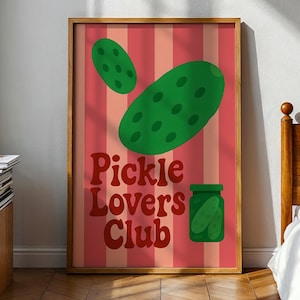 Pickle Lovers Club Print - Gurken Poster - Schrullige Küche Wandkunst - Küchen Fensterbank - Geschenk für Gurkenliebhaber - Trendige Ästhetik