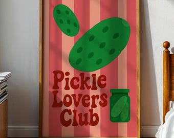 Pickle Lovers Club Print: Quirky Kitchen Wall Art