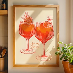 Aperol Spritz  Print Poster - Cocktail Print Wall Art - Wedding Signature Drink Sign - Kitchen Wall Art - Minimalist Decor - Bar Cart Art