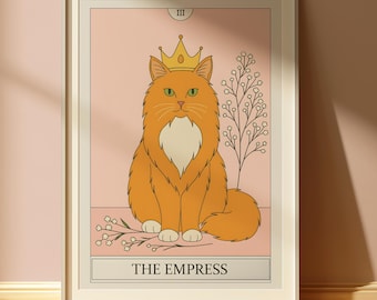 The Empress Cat Print - Tarot Card Poster - Art Nouveau Style Wall Art - Vintage Tarot Poster - Apartment Decor - Unique Witchy Cat Gift