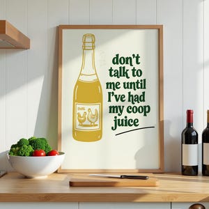 Coop Juice poster - kip wijn kunst aan de muur - rozenwijn print - wijnfles kunst aan de muur - bar wagen - keuken poster - woondecoratie - wijnliefhebber