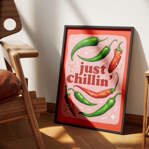 Spicy Chilli Kitchen Wall Art - Kitchen Print - Kitchen Poster - Chilli Pepper Print - Spicy Wall Art - Jalapeno Art - Chillies Poster