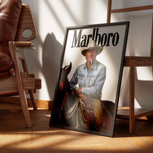 Marlboro Cowboy Vintage Poster - Stampa Cowboy - Arte murale funky - Arte retrò da cowboy - Stampe vintage - Decorazione da parete per ingresso - Poster per fumatori